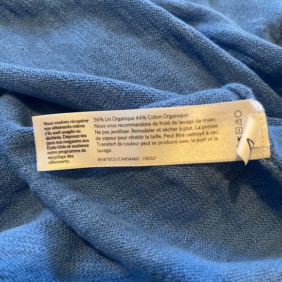 Eileen Fisher Womens Organic Linen Blend V Neck Sweater Size Sm Blue Lightweight - Picture 6 of 7